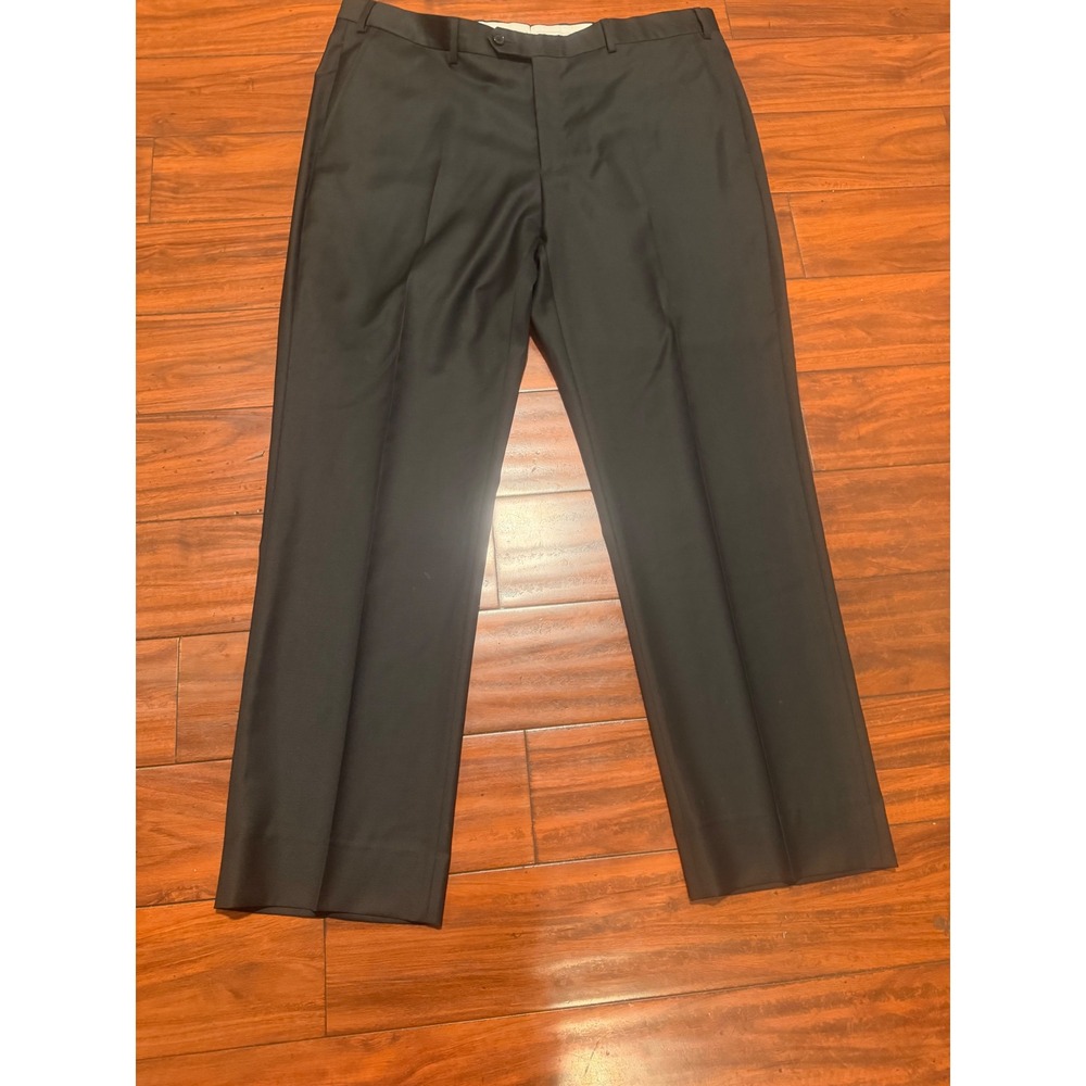 Santorelli Roma Mens Black Loro Piana Wool Dress Pants Flat Front 40  Italy